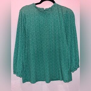 Adrianna Papell Green Patterned Blouse